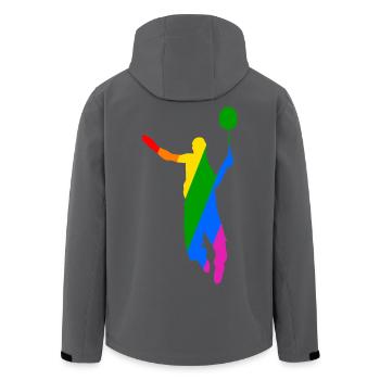Regenbogen Badminton Tennis Design - Recycelte Männer Softshell-Jacke von Stanley/Stella - Anthrazit - Hinten - AI Model Male 185 light (185cm)
