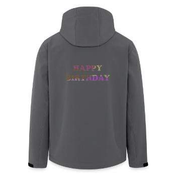 ALLES GUTE ZUM GEBURTSTAG. ALLES GUTE ZUM GEBURTSTAG. JAHRESTAG. - Recycelte Männer Softshell-Jacke von Stanley/Stella - Anthrazit - Hinten - AI Model Male 185 light (185cm)