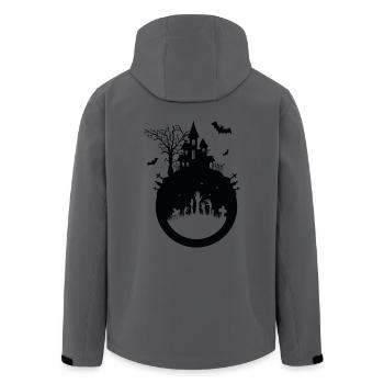 Maison hantée - Design Halloween - Veste softshell homme en polyester recyclé Stanley/Stella - charbon - Dos - AI Model Male 185 light (185cm)