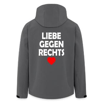Liebe gegen rechts - Recycelte Männer Softshell-Jacke von Stanley/Stella - Anthrazit - Hinten - AI Model Male 185 light (185cm)