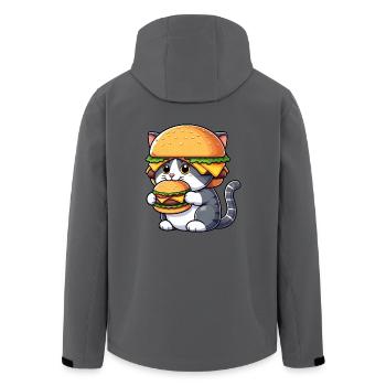 Lustige Katze Hamburger Cheeseburger Cartoon Fast - Recycelte Männer Softshell-Jacke von Stanley/Stella - Anthrazit - Hinten - AI Model Male 185 light (185cm)