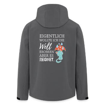 Eigentlich wollte ich die Welt erobern... - Recycelte Männer Softshell-Jacke von Stanley/Stella - Anthrazit - Hinten - AI Model Male 185 light (185cm)