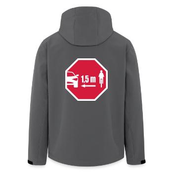 Stop Schild Look - Abstand für Radfahrer 1,5 m - Recycelte Männer Softshell-Jacke von Stanley/Stella - Anthrazit - Hinten - AI Model Male 185 light (185cm)