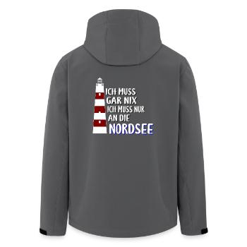 Ich muss gar nix - Ich muss nur an die Nordsee - Recycelte Männer Softshell-Jacke von Stanley/Stella - Anthrazit - Hinten - AI Model Male 185 light (185cm)