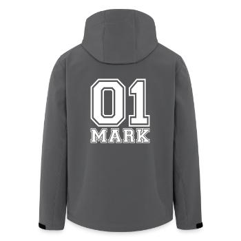 Mark - Name - Recycelte Männer Softshell-Jacke von Stanley/Stella - Anthrazit - Hinten - AI Model Male 185 light (185cm)