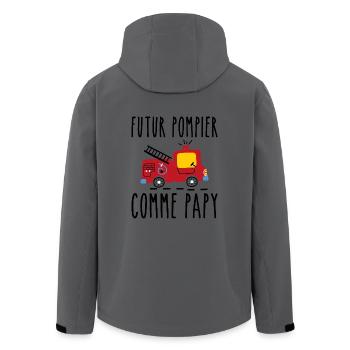 Futur pompier cadeau humour - Veste softshell homme en polyester recyclé Stanley/Stella - charbon - Dos - AI Model Male 185 light (185cm)