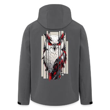 Cyborg Eule Kanji Rot Gold - Recycelte Männer Softshell-Jacke von Stanley/Stella - Anthrazit - Hinten - AI Model Male 185 light (185cm)