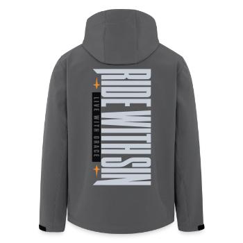 Sinners Live With Grace - Men’s Recycled Softshell Jacket by Stanley/Stella - anthracite - Back - AI Model Male 185 light (185cm)
