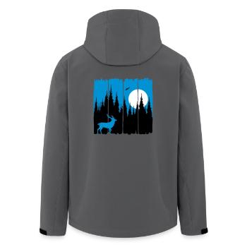 Hirsch vor Mond/Sonne Waldbewohner Wald Rehbock - Recycelte Männer Softshell-Jacke von Stanley/Stella - Anthrazit - Hinten - AI Model Male 185 light (185cm)