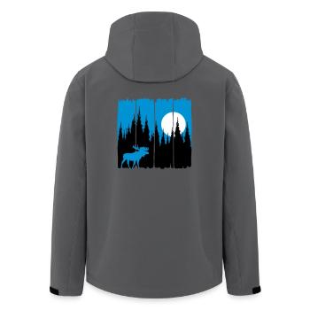 Elch vor Mond/Sonne Waldbewohner Wald Hirsch Tier - Recycelte Männer Softshell-Jacke von Stanley/Stella - Anthrazit - Hinten - AI Model Male 185 light (185cm)