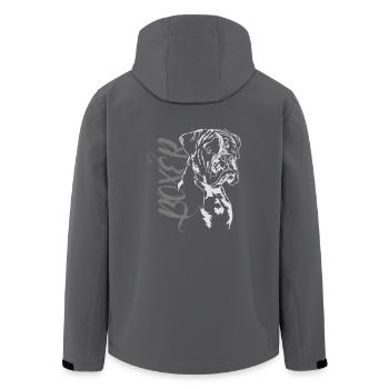 BOXER PORTRAIT III Hundeportrait Wilsigns Hunde - Recycelte Männer Softshell-Jacke von Stanley/Stella - Anthrazit - Hinten - AI Model Male 185 light (185cm)