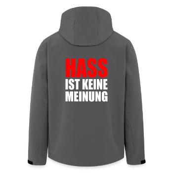 hass ist keine meinung - Recycelte Männer Softshell-Jacke von Stanley/Stella - Anthrazit - Hinten - AI Model Male 185 light (185cm)