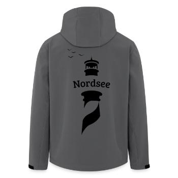 Phare de la mer du Nord - Seagulls - Veste softshell homme en polyester recyclé Stanley/Stella - charbon - Dos - AI Model Male 185 light (185cm)