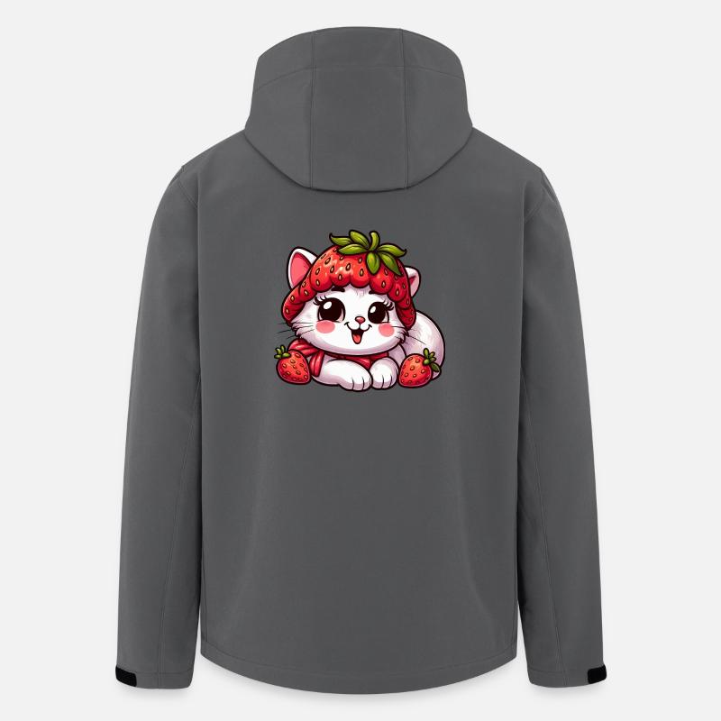 Süße Katze Erdbeere skurril Hut fruchtig Sommer - Recycelte Männer Softshell-Jacke von Stanley/Stella - Anthrazit