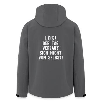 Los! Der Tag versaut sich nicht von selbst! - Recycelte Männer Softshell-Jacke von Stanley/Stella - Anthrazit - Hinten - AI Model Male 185 light (185cm)