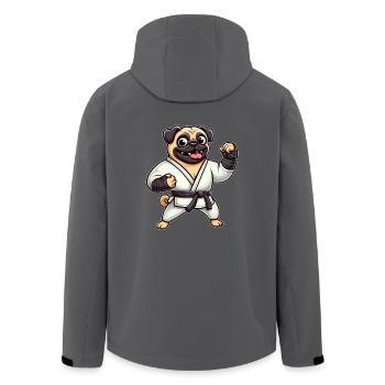 Lustiger Mops Karate Kampfsport Kampfkunst Hund - Recycelte Männer Softshell-Jacke von Stanley/Stella - Anthrazit - Hinten - AI Model Male 185 light (185cm)