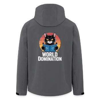 Weltherrschaft – Katze mit großen Plänen - Recycelte Männer Softshell-Jacke von Stanley/Stella - Anthrazit - Hinten - AI Model Male 185 light (185cm)