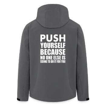 push yourself because no one is going to do it for - Recycelte Männer Softshell-Jacke von Stanley/Stella - Anthrazit - Hinten - AI Model Male 185 light (185cm)