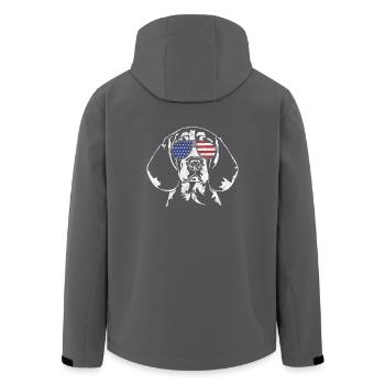 BEAGLE Amerika Fahne vintage - Recycelte Männer Softshell-Jacke von Stanley/Stella - Anthrazit - Hinten - AI Model Male 185 light (185cm)