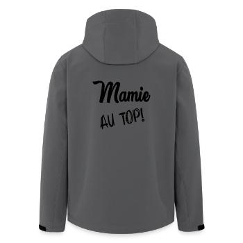 MAMIE. FÊTE DES MÈRES. BONNE FÊTE MAMIE. JE T'AIME - Veste softshell homme en polyester recyclé Stanley/Stella - charbon - Dos - AI Model Male 185 light (185cm)