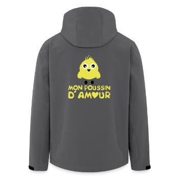 citation humour poussin amour coeur 802 - Veste softshell homme en polyester recyclé Stanley/Stella - charbon - Dos - AI Model Male 185 light (185cm)