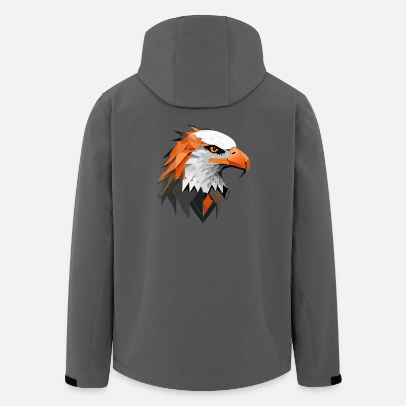 Aigle, Géométrique, Illustration, Abstrait, Oiseau - Veste softshell homme en polyester recyclé Stanley/Stella - charbon