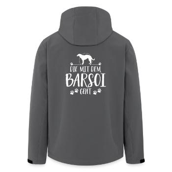 DIE MIT BARSOI GEHT Hunde Hundespruch Wilsigns - Recycelte Männer Softshell-Jacke von Stanley/Stella - Anthrazit - Hinten - AI Model Male 185 light (185cm)