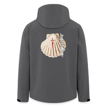 Jakobsmuschel - Recycelte Männer Softshell-Jacke von Stanley/Stella - Anthrazit - Hinten - AI Model Male 185 light (185cm)