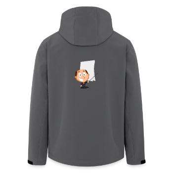 Dozent verwendet Flipchart, Geschenkidee - Recycelte Männer Softshell-Jacke von Stanley/Stella - Anthrazit - Hinten - AI Model Male 185 light (185cm)