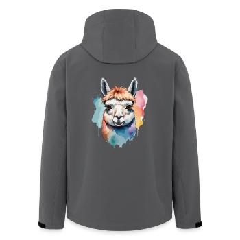 Alpaka Lama Cool Bunt Zäh - Recycelte Männer Softshell-Jacke von Stanley/Stella - Anthrazit - Hinten - AI Model Male 185 light (185cm)