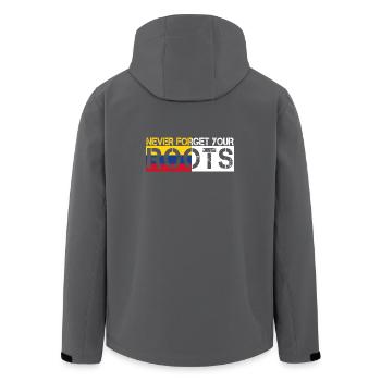 never forget your roots love Kolumbien - Recycelte Männer Softshell-Jacke von Stanley/Stella - Anthrazit - Hinten - AI Model Male 185 light (185cm)
