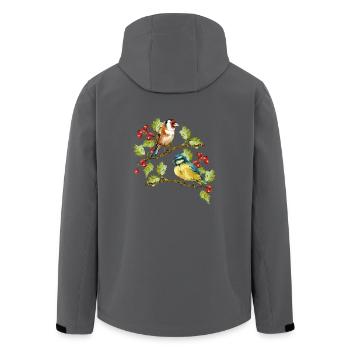 Vögel - Recycelte Männer Softshell-Jacke von Stanley/Stella - Anthrazit - Hinten - AI Model Male 185 light (185cm)