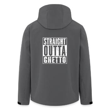 STRAIGHT OUTTA GHETTO lustiges Berlin Shirt - Recycelte Männer Softshell-Jacke von Stanley/Stella - Anthrazit - Hinten - AI Model Male 185 light (185cm)