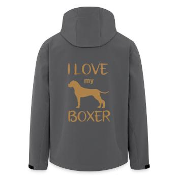 Boxer Hund Deutscher Boxer Hunderasse Hundeliebe - Recycelte Männer Softshell-Jacke von Stanley/Stella - Anthrazit - Hinten - AI Model Male 185 light (185cm)
