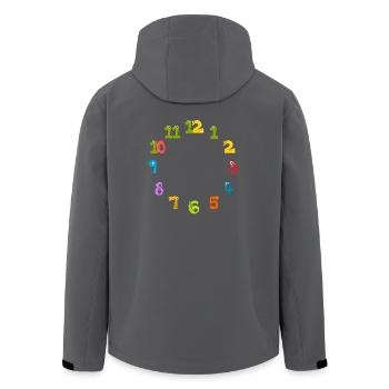 uhr zeit watch clock time hourglass sanduhr94 - Recycelte Männer Softshell-Jacke von Stanley/Stella - Anthrazit - Hinten - AI Model Male 185 light (185cm)