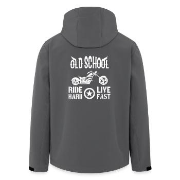 Old School Ride Hard Live Fast - Biker Style - Recycelte Männer Softshell-Jacke von Stanley/Stella - Anthrazit - Hinten - AI Model Male 185 light (185cm)