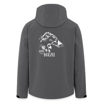 BARSOI loved by a BORZOI Hundespruch Wilsigns - Recycelte Männer Softshell-Jacke von Stanley/Stella - Anthrazit - Hinten - AI Model Male 185 light (185cm)
