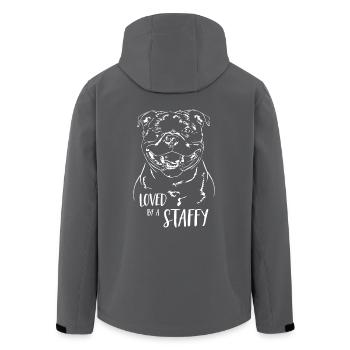 STAFFORDSHIRE BULL TERRIER Staffy Spruch Wilsigns - Recycelte Männer Softshell-Jacke von Stanley/Stella - Anthrazit - Hinten - AI Model Male 185 light (185cm)