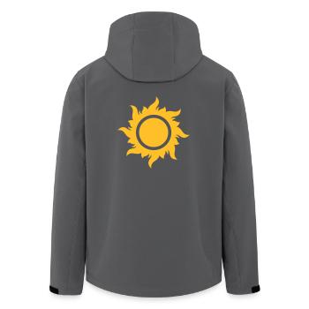 feurige Sonne Strahlen heißer Sommer Hitze Sterne - Recycelte Männer Softshell-Jacke von Stanley/Stella - Anthrazit - Hinten - AI Model Male 185 light (185cm)