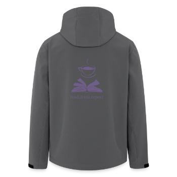 Buch und Tasse Silhouette - Read. Drink. Repeat. - Recycelte Männer Softshell-Jacke von Stanley/Stella - Anthrazit - Hinten - AI Model Male 185 light (185cm)