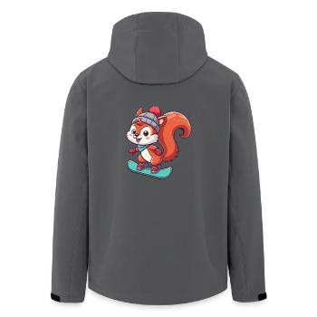 Winterabenteuer mit Eichhörnchen – Snowboard-Spaß - Recycelte Männer Softshell-Jacke von Stanley/Stella - Anthrazit - Hinten - AI Model Male 185 light (185cm)