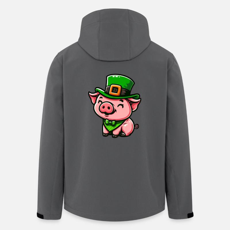 Niedliches St. Patrick Schwein Cartoon - Recycelte Männer Softshell-Jacke von Stanley/Stella - Anthrazit