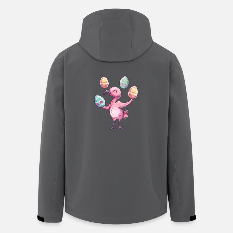 Flamingo Easter Eggs Juggling Festive - Men’s Recycled Softshell Jacket by Stanley/Stella - anthracite