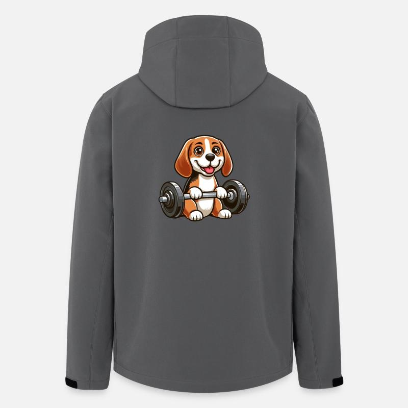 Beagle mit Hantel Fitness-Training - Recycelte Männer Softshell-Jacke von Stanley/Stella - Anthrazit