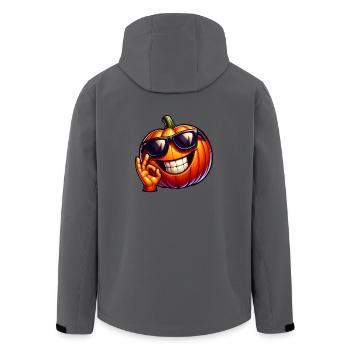 Cooler Halloween Kürbis mit Sonnenbrille - Recycelte Männer Softshell-Jacke von Stanley/Stella - Anthrazit - Hinten - AI Model Male 185 light (185cm)