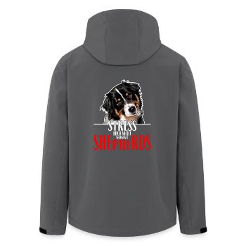 AUSTRALIAN SHEPHERD Stress mich nicht - Recycelte Männer Softshell-Jacke von Stanley/Stella - Anthrazit - Hinten - AI Model Male 185 light (185cm)