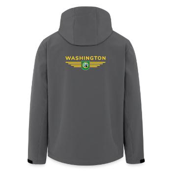 Washington Fan Shirt – Hauptstadt-Stil - Recycelte Männer Softshell-Jacke von Stanley/Stella - Anthrazit - Hinten - AI Model Male 185 light (185cm)