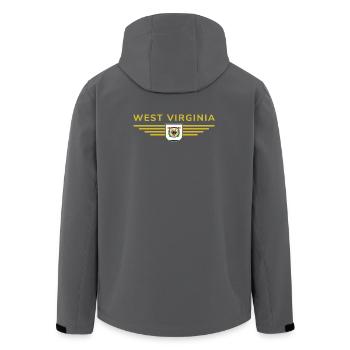 West Virginia Fan Shirt – Natur & Stolz - Recycelte Männer Softshell-Jacke von Stanley/Stella - Anthrazit - Hinten - AI Model Male 185 light (185cm)
