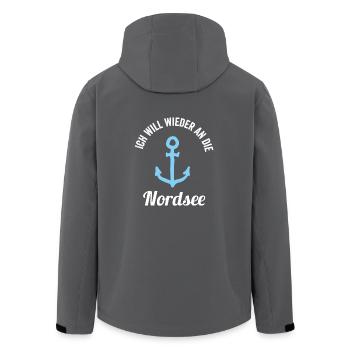 Anker - Ich will wieder an die Nordsee - Recycelte Männer Softshell-Jacke von Stanley/Stella - Anthrazit - Hinten - AI Model Male 185 light (185cm)