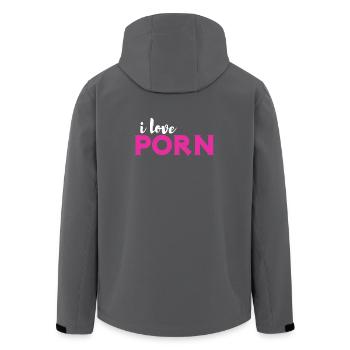 I love PORN - Recycelte Männer Softshell-Jacke von Stanley/Stella - Anthrazit - Hinten - AI Model Male 185 light (185cm)